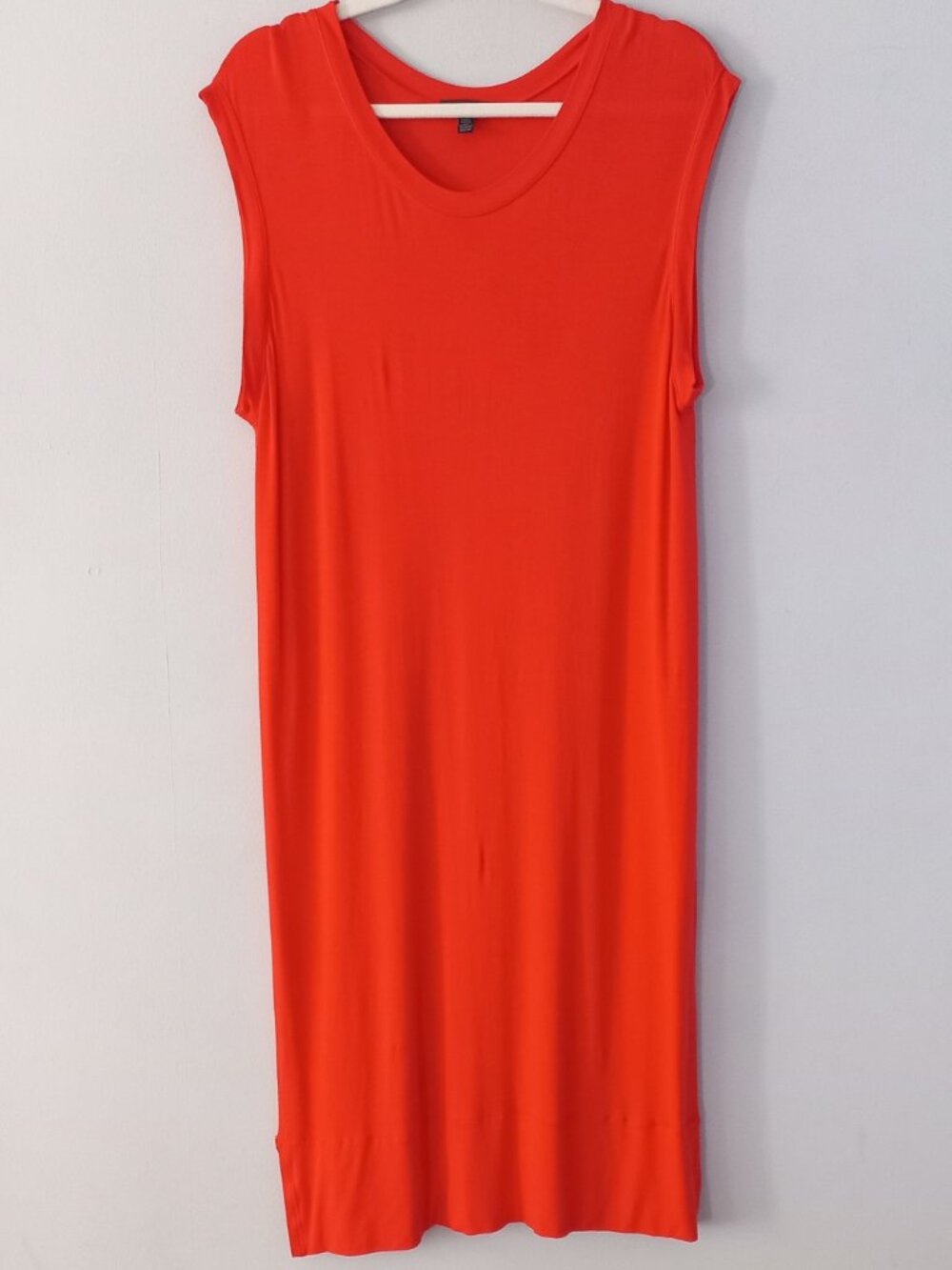 EILEEN FISHER poppy red stretchy sleeveless midi dress